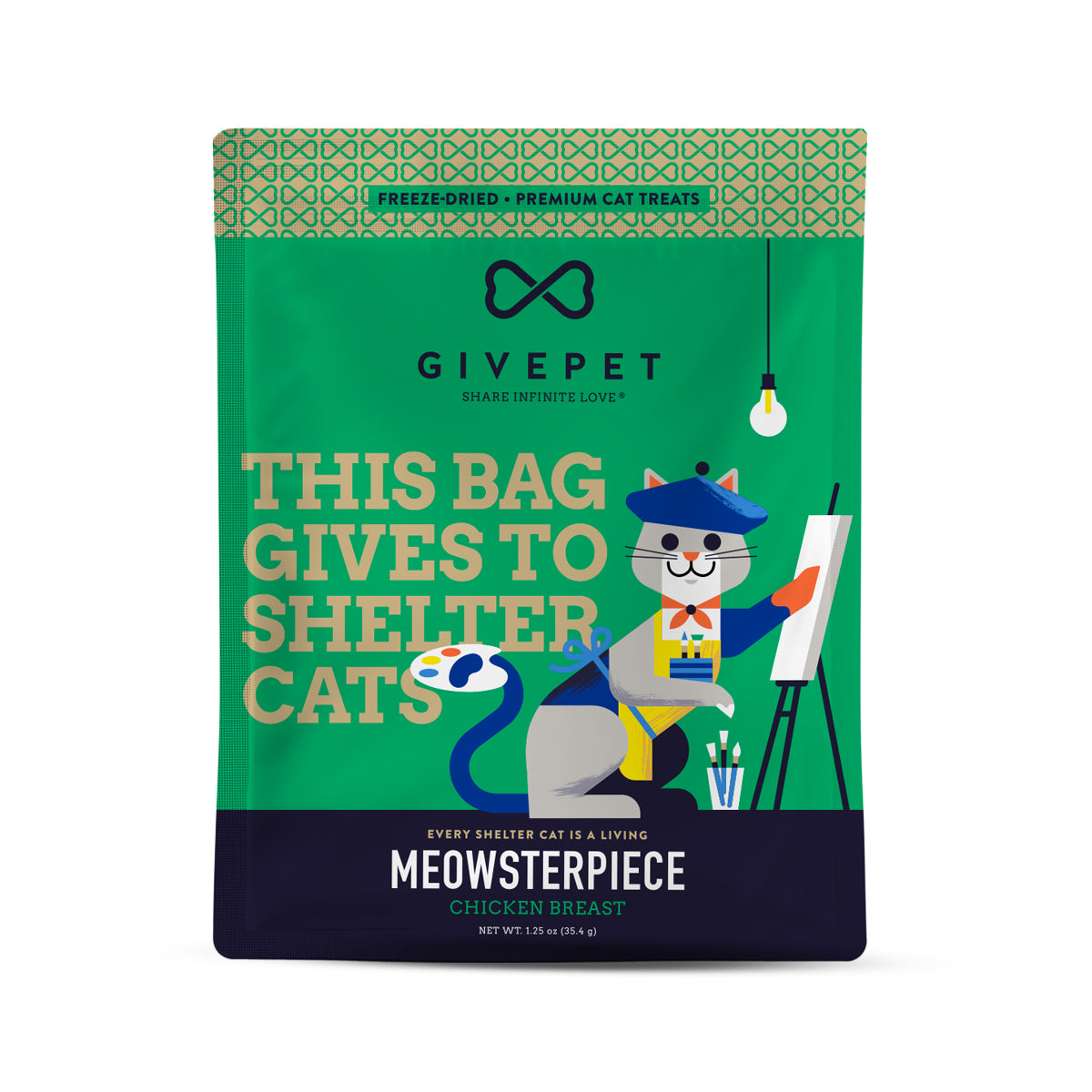 GivePet Freeze Dried Cat Treats, Meowsterpiece Chicken Breast, 1.25oz Bag