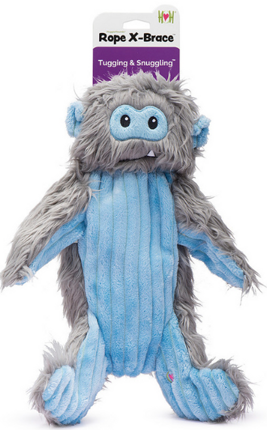 HuggleHounds Holiday Plush Dog Toy Rope X-Brace Snobro Large