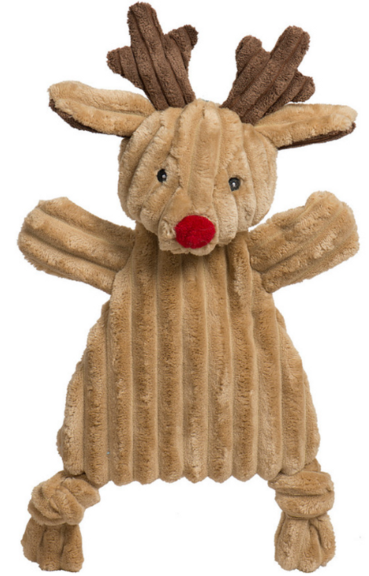HuggleHounds Holiday Plush Dog Toy HuggleFlatties Rudy Reindeer