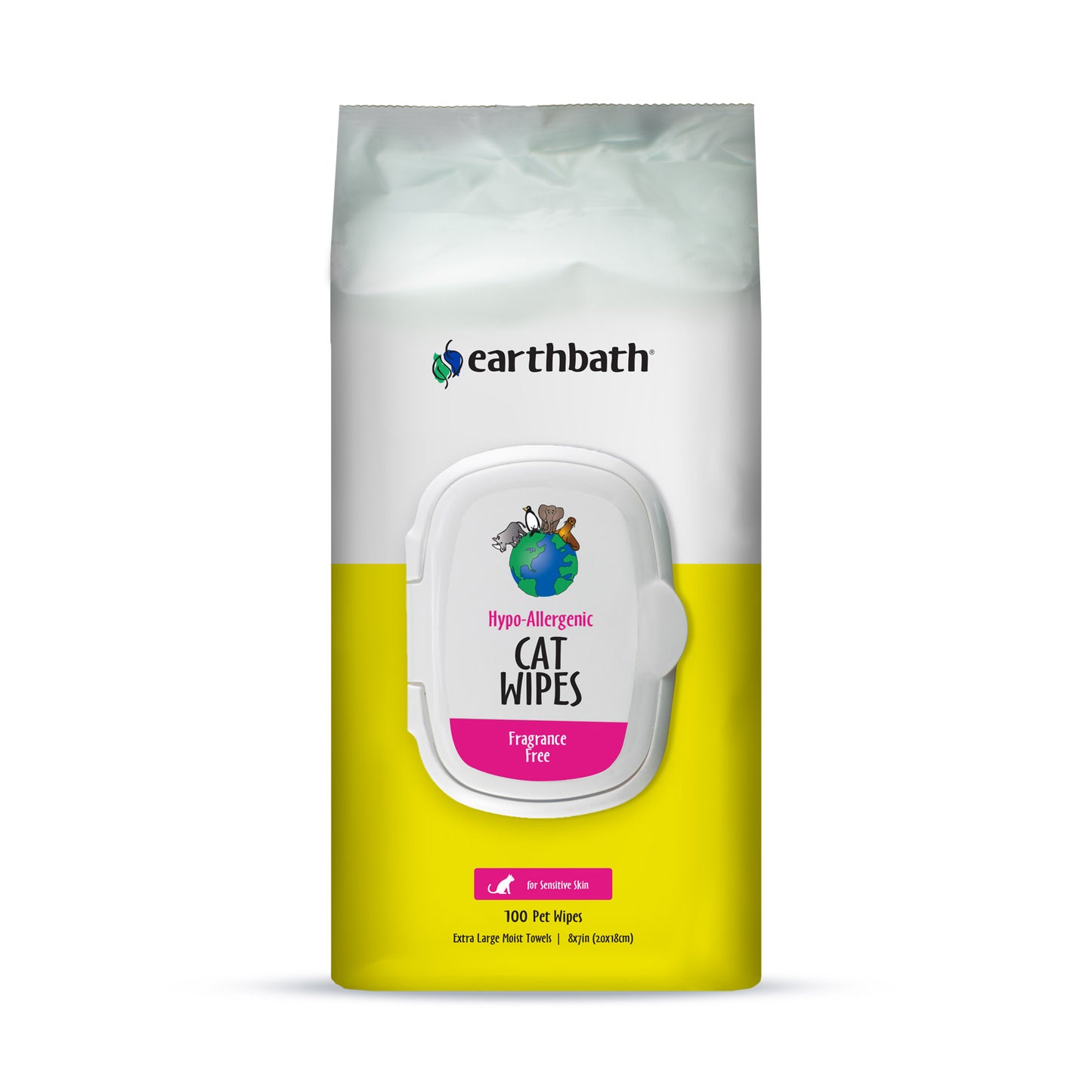 Earthbath Hypo-Allergenic Cat Grooming Wipes, Fragrance Free100ct