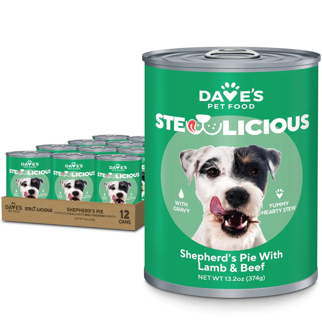 Dave's Stewlicious Shepard's Pie withLamb & Beef Wet Dog Food 13.2oz