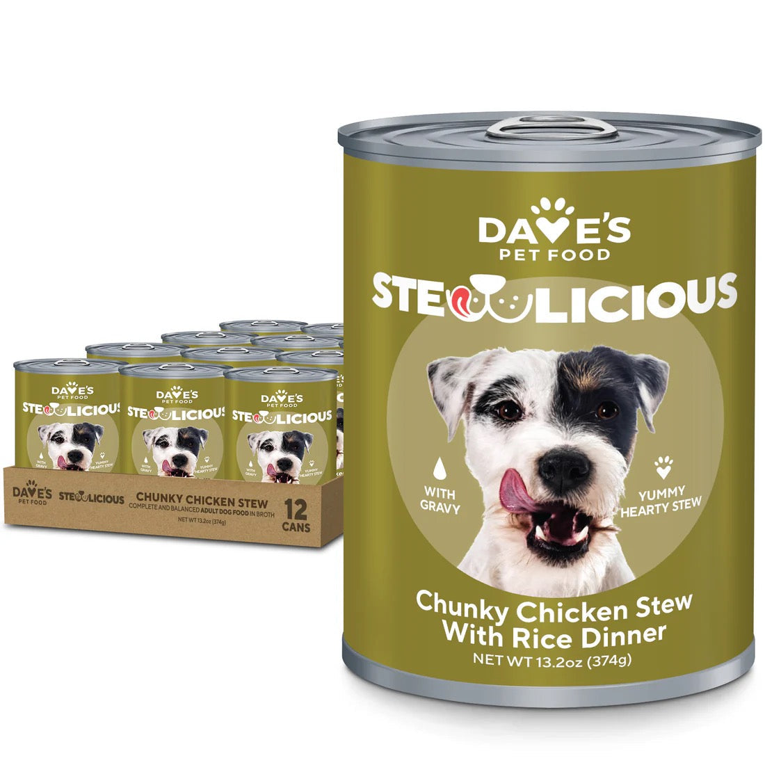 Dave's Stewlicious Chunky Chicken & Rice Wet Dog Food 13.2oz