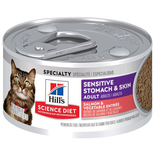Hills Science Diet Adult Sensitive Stomach & Skin Salmon & Vegetable Entree Canned Cat Food - 2.9 oz