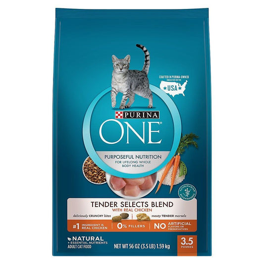 Purina ONE Tender Selects Blend Chicken Dry Adult Cat Food 3.5 Lb