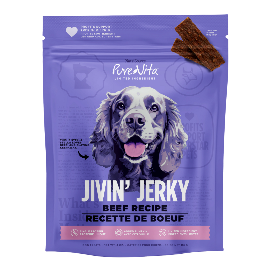 Nutrisource Jivin Jerky Strips Dog Treat Beef Recipe 4 oz