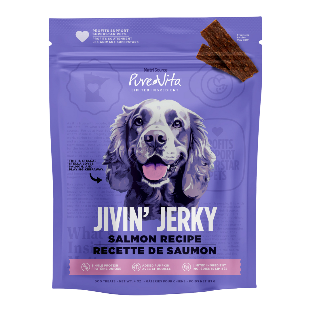 Nutrisource Jivin Jerky Strips Dog Treat Salmon Recipe 4 oz