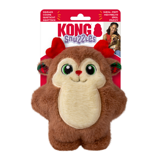 Kong Holiday Snuzzles Reindeer Plush Dog Toy Small