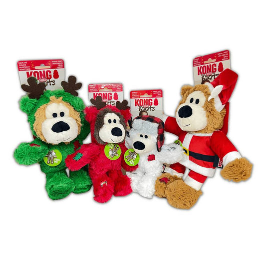 KONG Holiday Wild Knots Bear Plush Dog Toy Small Single Assorded