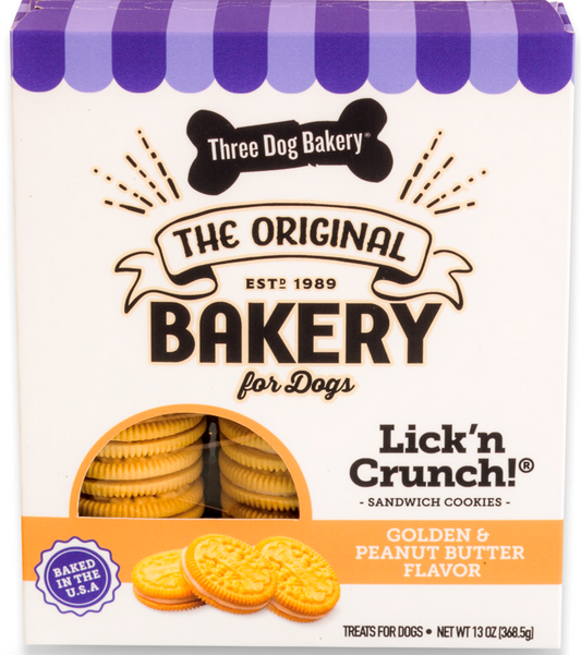Three Dog Bakery Classic Cremes Vanilla and Peanut Butter Dry Dog Treat 13oz