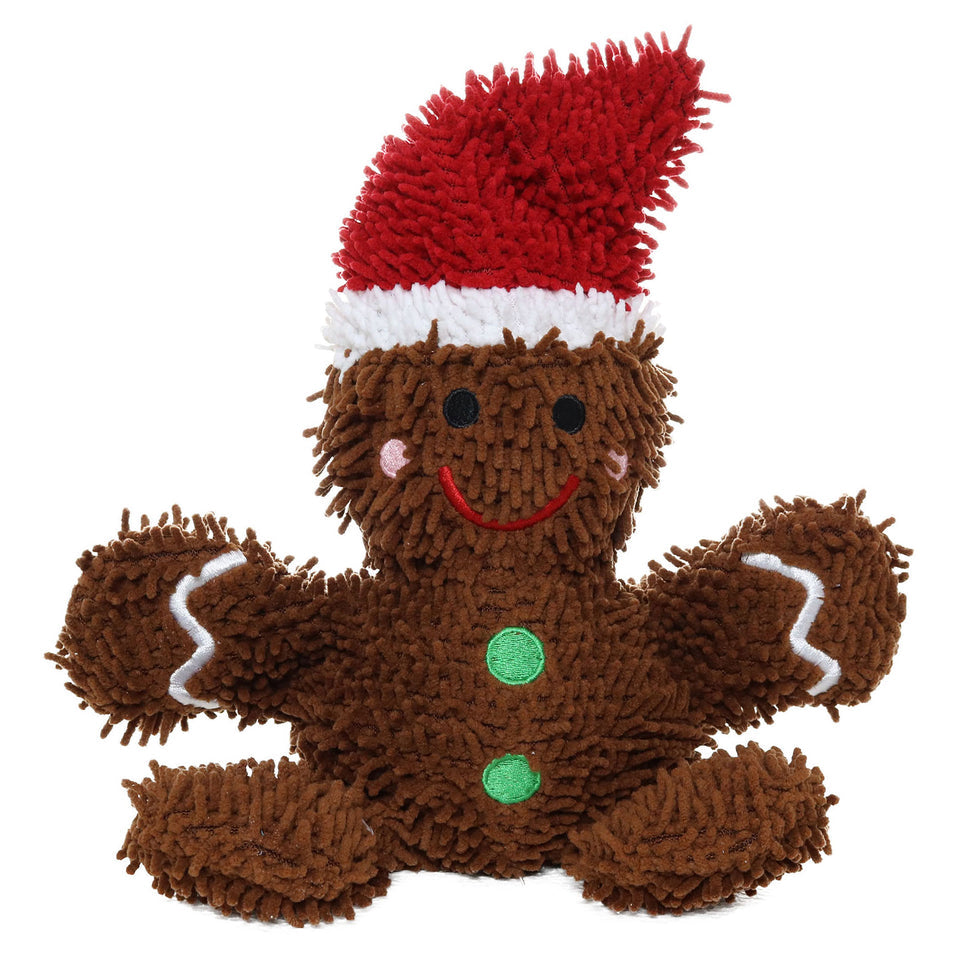 Mighty Dog Holiday Plush Dog Toy Microfiber Gingerbread Man Medium