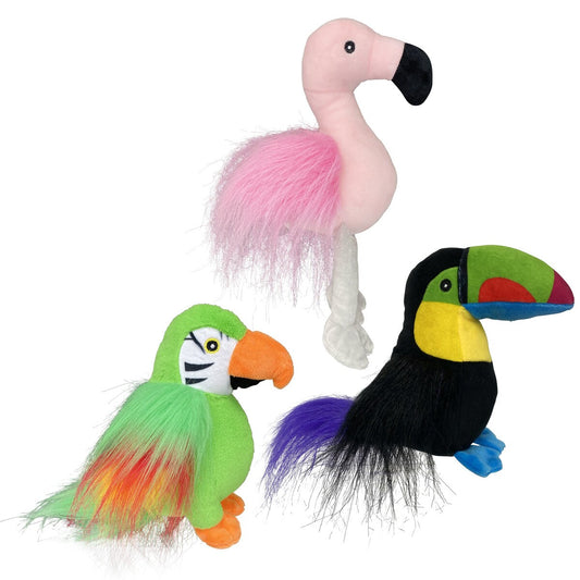 Multipet Margaritaville Tropical Birds Plush Dog Toy Assorted 10.5in