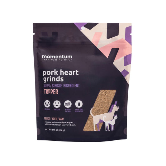 Momentum Pork Heart Grinds Freeze Dried Dog Food Topper, 3.75oz Bag