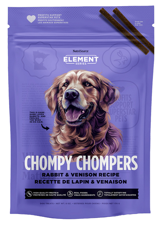Nutrisource Element Chompy Chompers Dog Treat 6oz Rabbit and Venison