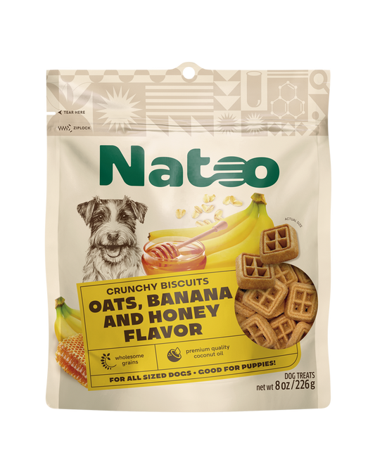 Natoo Crunchy Biscuits Oats, Banana and Honey Flavor 8oz Small