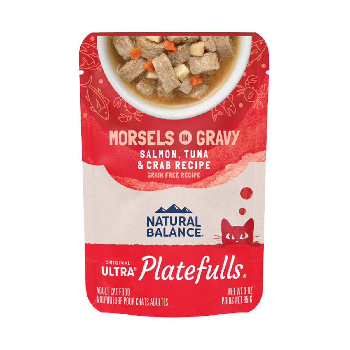 Natural Balance Platefulls Cat Food,Salmon, Tuna & Crab, 3oz Pouch