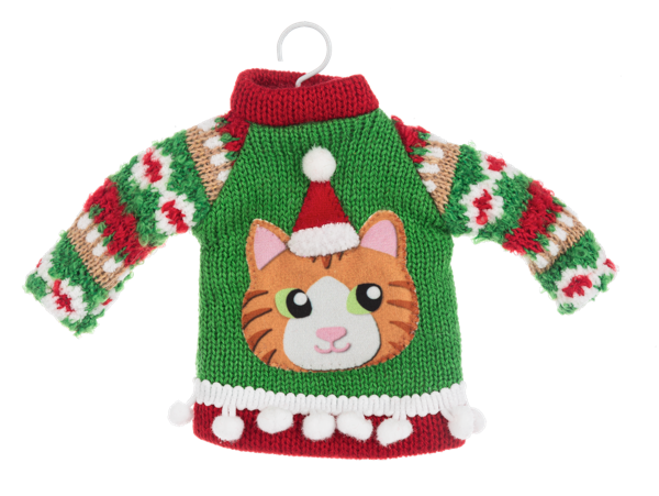 Ganz Holiday Cat Sweater Ornaments Assorted