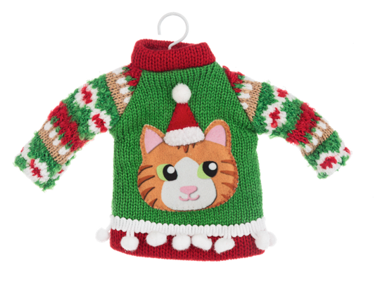 Ganz Holiday Cat Sweater Ornaments Assorted