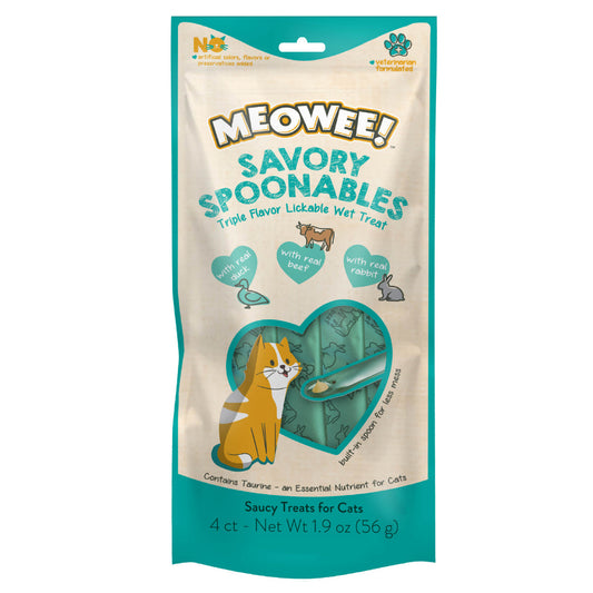 Meowee! Savory Spoonables Duck, Rabbit, & Beef Flavored Cat Treats 1.9oz 4pk