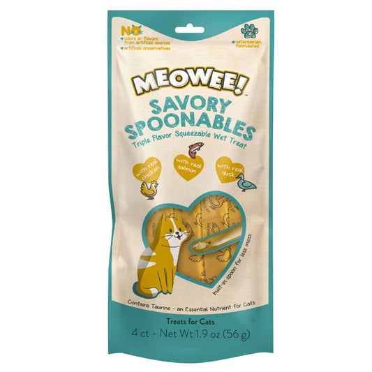 Meowee! Savory Spoonables Chicken, Salmon, & Duck Flavored Cat Treats 1.9oz 4pk