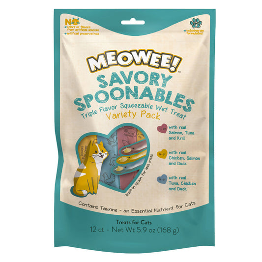 Meowee! Savory Spoonables Variety Pack Cat Treats 5.9oz 12pk