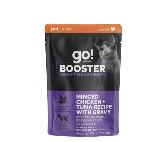 Petcurean Go! Booster Weight Management Minced Chicken And Tuna With Gravy For Cat 2.5oz
