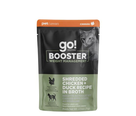Petcurean Go! Booster Weight Management Shredded Chicken And Duck In Broth For Cat 2.5oz