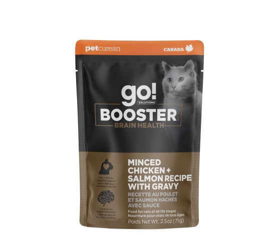 Petcurean Go! Booster Brain Health Minced Chicken And Salmon With Gravy For Cat 2.5oz
