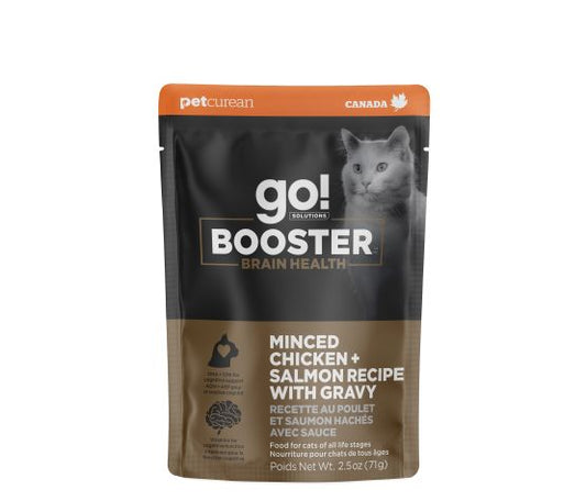 Petcurean Go! Booster Brain Health Minced Chicken And Salmon With Gravy For Cat 2.5oz