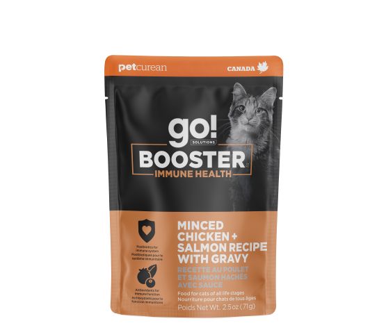 Petcurean Go! Booster Immune Health Minced Chicken And Salmon With Gravy For Cat 2.5oz