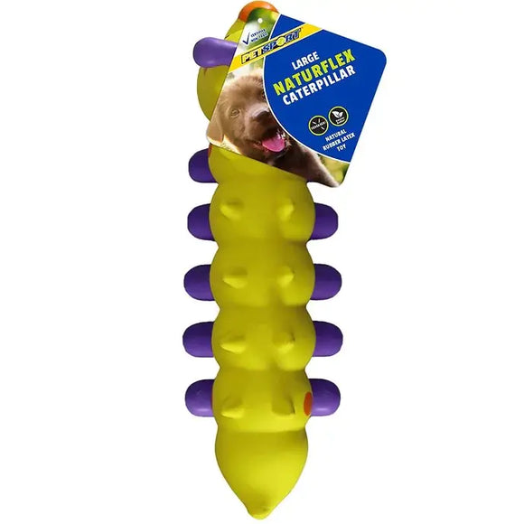 Petsport Naturflex Caterpillar, Natural Rubber Latex, Squeaker Inside, Dog Toy, 10.75 inch