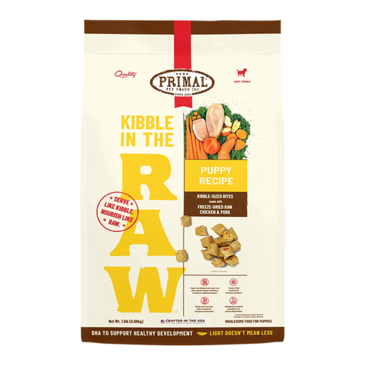 Primal Kibble in the Raw Freeze Dried Puppy Dog Food Chicken Pork Formula 1.5lb
