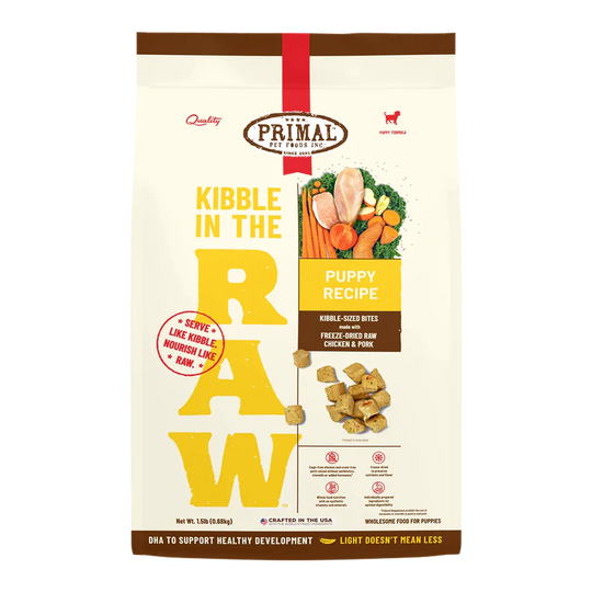 Primal Kibble in the Raw Freeze Dried Puppy Dog Food Chicken Pork Formula 9lb