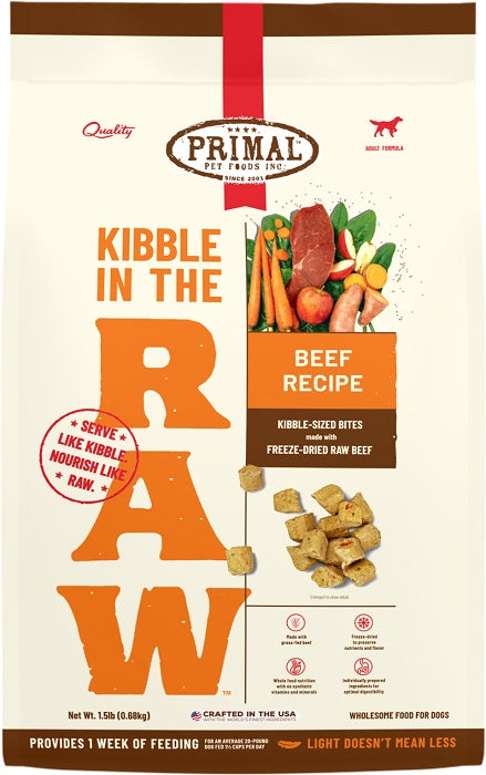 Primal Kibble in the Raw Freeze Dried Dog Food Beef Formula 1.5lb