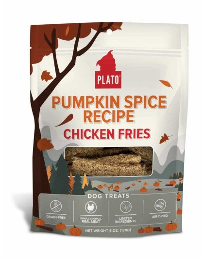 Plato Halloweeb  Pumpkin Spice Recipe Chicken Fries Dog Treat 6oz