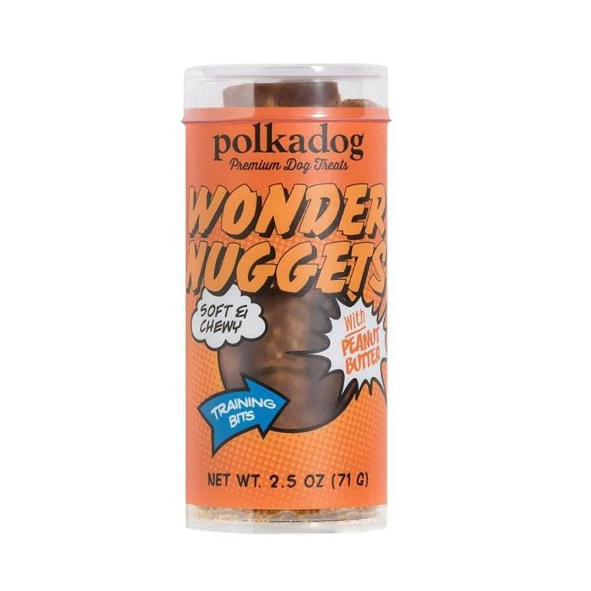Polkadog Wonder Nuggets Soft & Chewy Dog Treats, Peanut Butter, 2.5oz Mini Tube