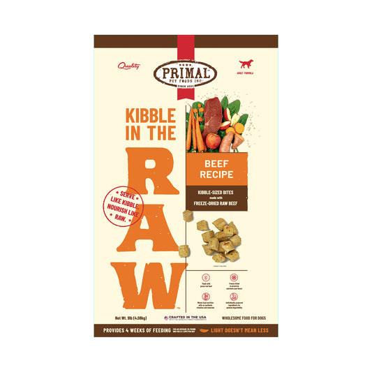 Primal Kibble in the Raw Freeze Dried Dog Food Beef Formula, 9lb Bag