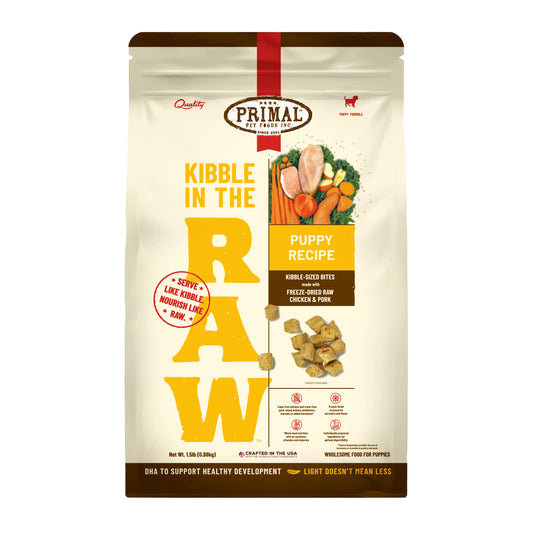 Primal Kibble in the Raw Freeze Dried Puppy Dog Food Chicken Pork Formula, 1.5lb Bag