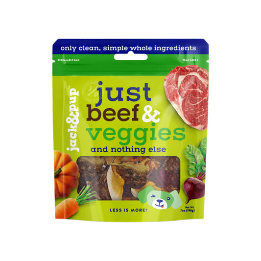 Jack and Pup Grain Free Dog Treats 7oz Just Beef and Vegetables