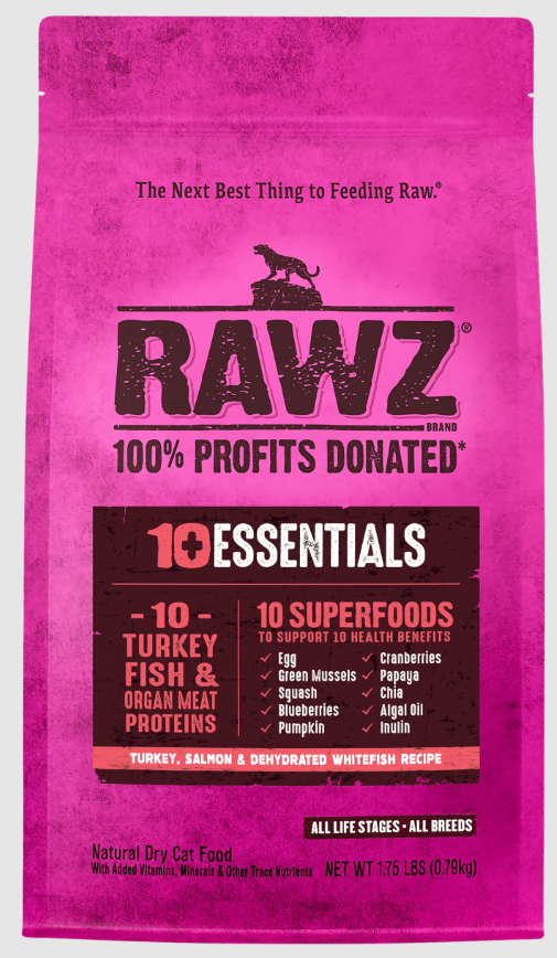 Rawz Essentials Dry Cat Food Turkey Salmon and Dehydrated Whitefish 1.75lb