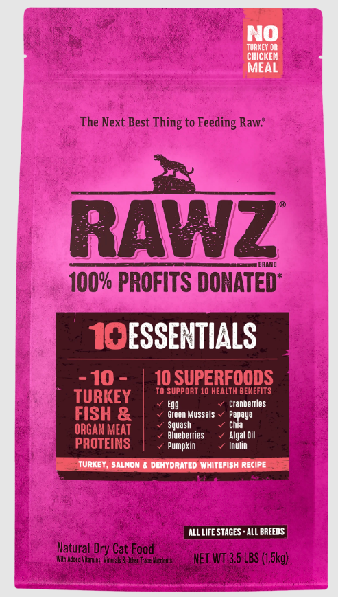 Rawz Essentials Dry Cat Food Turkey Salmon and Dehydrated Whitefish 3.5lb