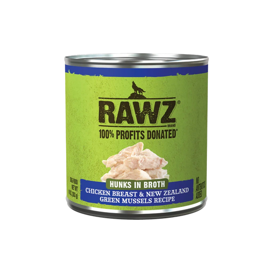 Raws Hunks In Broth Chicken Breast & New Zealand Green Mussels Dog Food Recipe 14oz