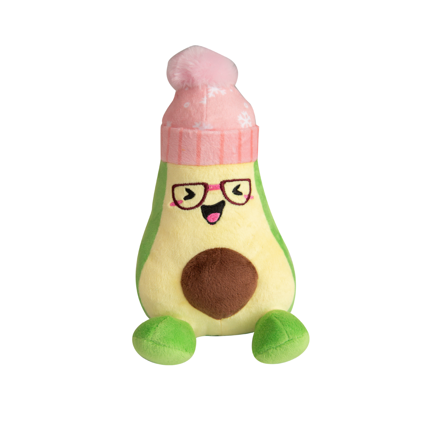 Snugarooz Holiday Plush Dog Toy Avocado in Winter Hat