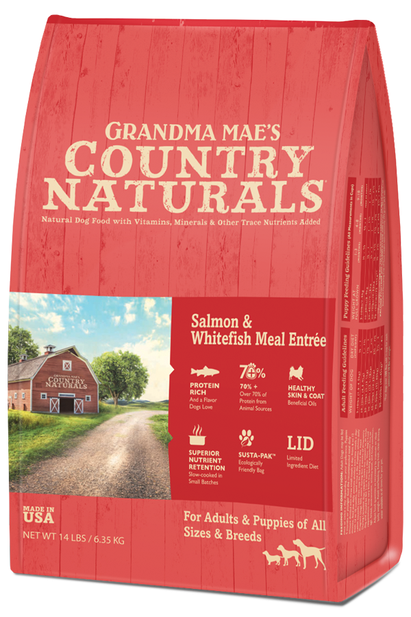 Grandma Mae's Country Naturals Dry Dog Food 24lb Salmon and Whitefish