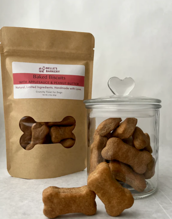 Belle's Barkery Signature Baked Dog Biscuits with Applesauce & Peanut Butter 2.9oz