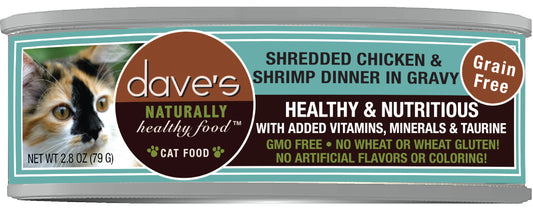 Dave's - Shredded Chicken & Shrimp Dinner in Gravy Wet Cat Food 2.8 oz