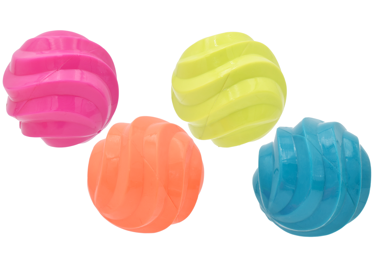 Multipet Latex Dog Toy Spiral Balls 4in Assorted