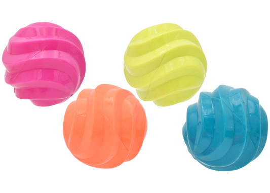 Multipet Latex Dog Toy Spiral Balls 4in Assorted