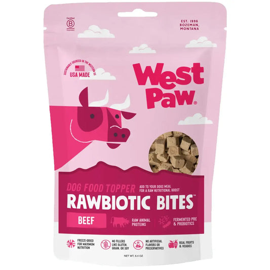 West Paw Dog Rawbiotic Bites Dog Food Topper Beef Freeze Dried 6.4oz