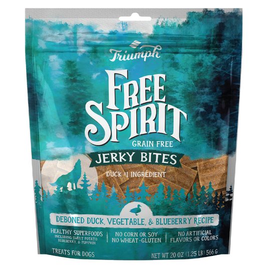 Triumph Free Spirit Grain Free Duck, Vegetable, & Blueberry Recipe Jerky Bites 20oz bag