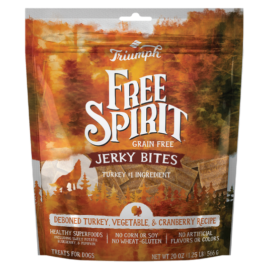 Triumph Free Spirit Grain Free Turkey, Vegetable, & Cranberry Recipe Jerky Bites 20oz